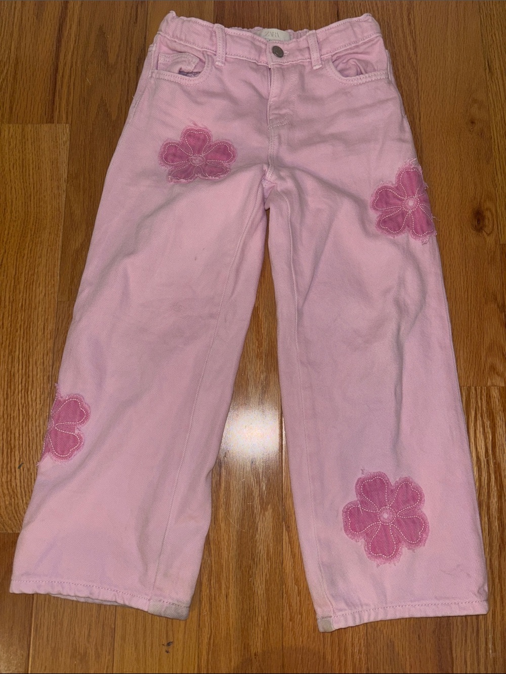 Light Pink Girls' Flower Appliqué Pants Zara